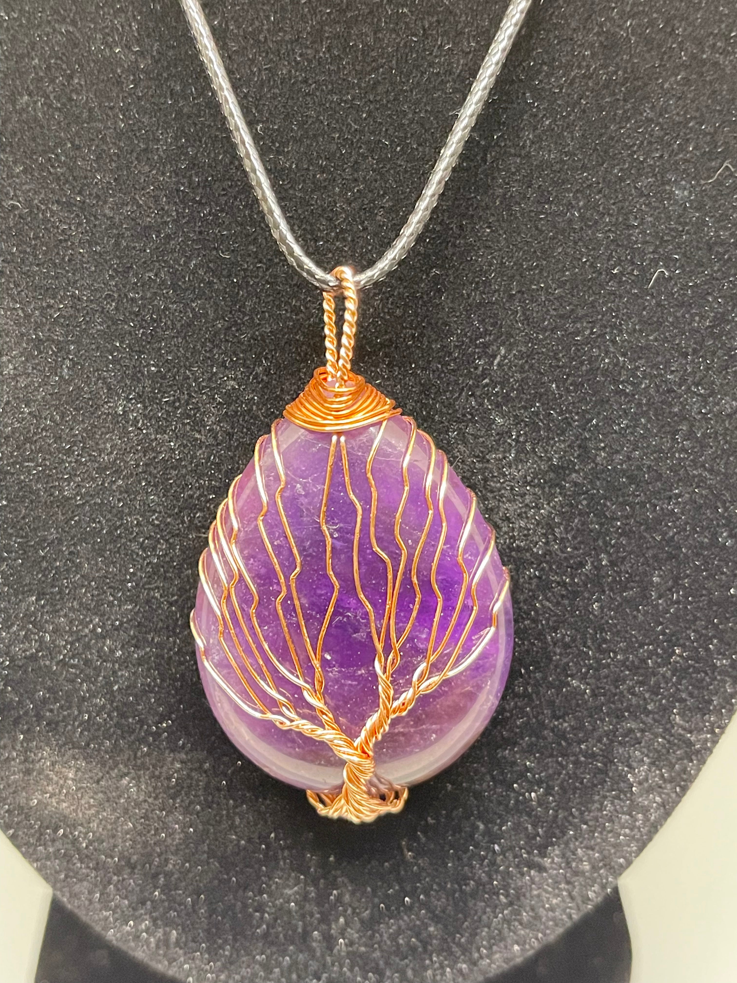Tree of Life Pendent- Rose/TigerEye/Amethyst/Red Jasper