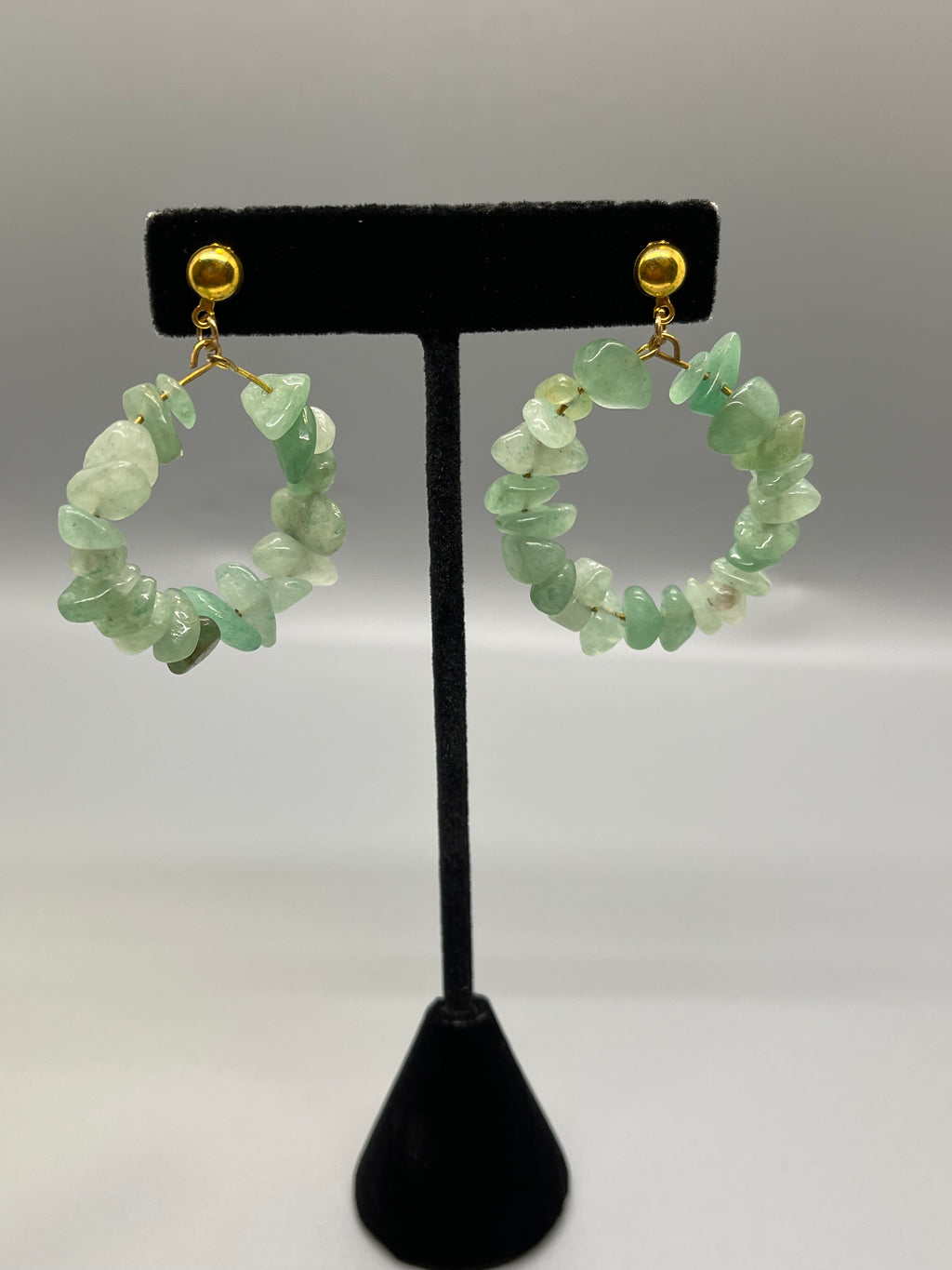 Green Aventurine Hoops