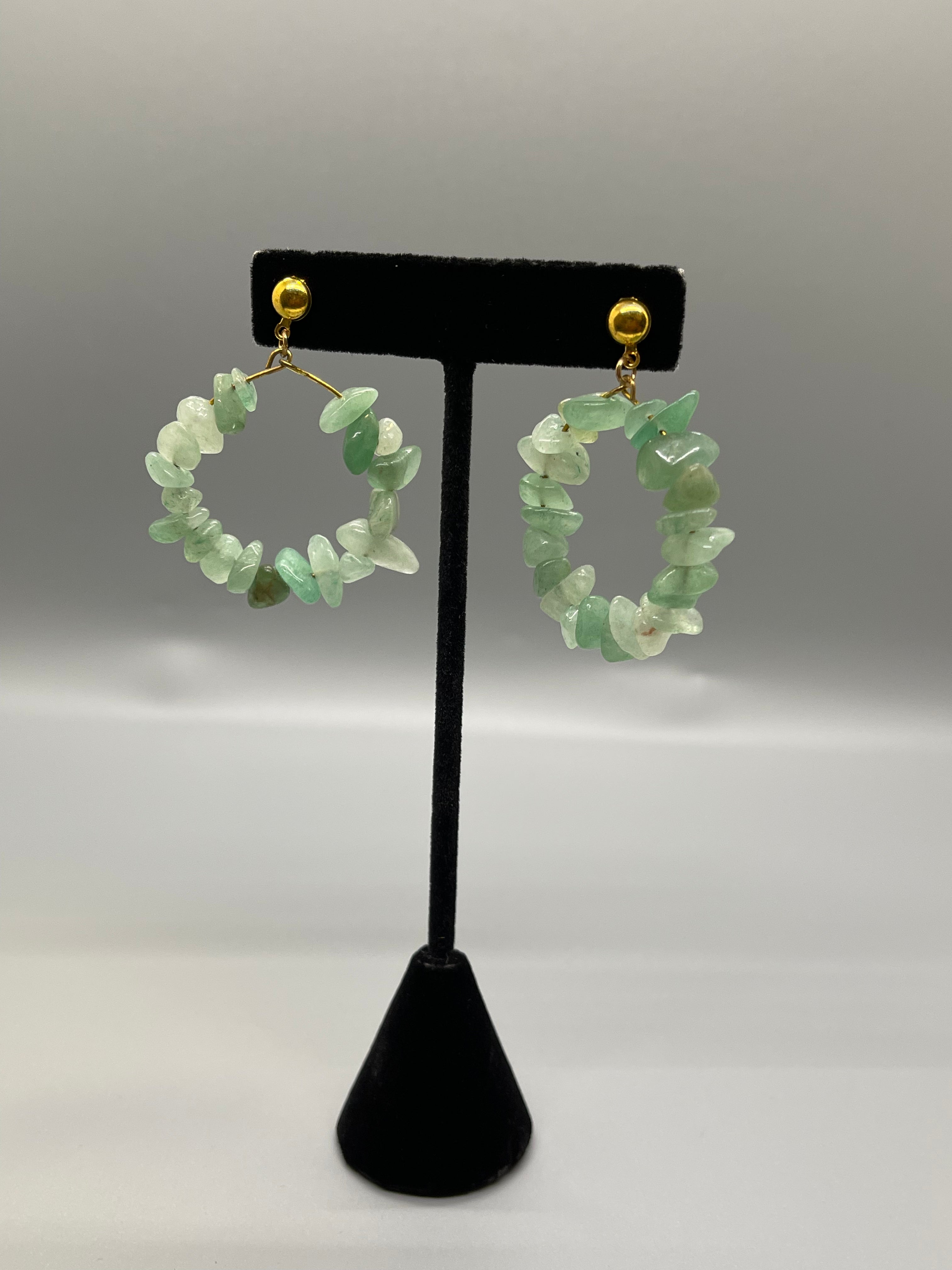 Green Aventurine Hoops