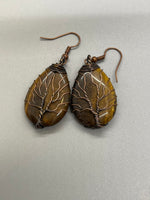 Natural Stone Quartz Wire Wrap Water Drop Earrings