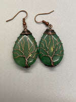 Natural Stone Quartz Wire Wrap Water Drop Earrings