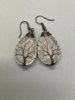 Natural Stone Quartz Wire Wrap Water Drop Earrings
