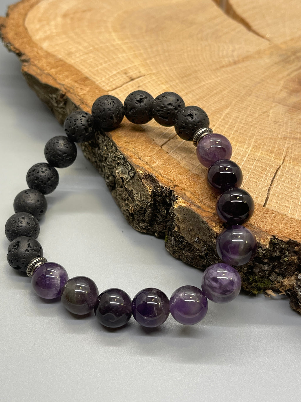Amethyst and Lava Bracelet