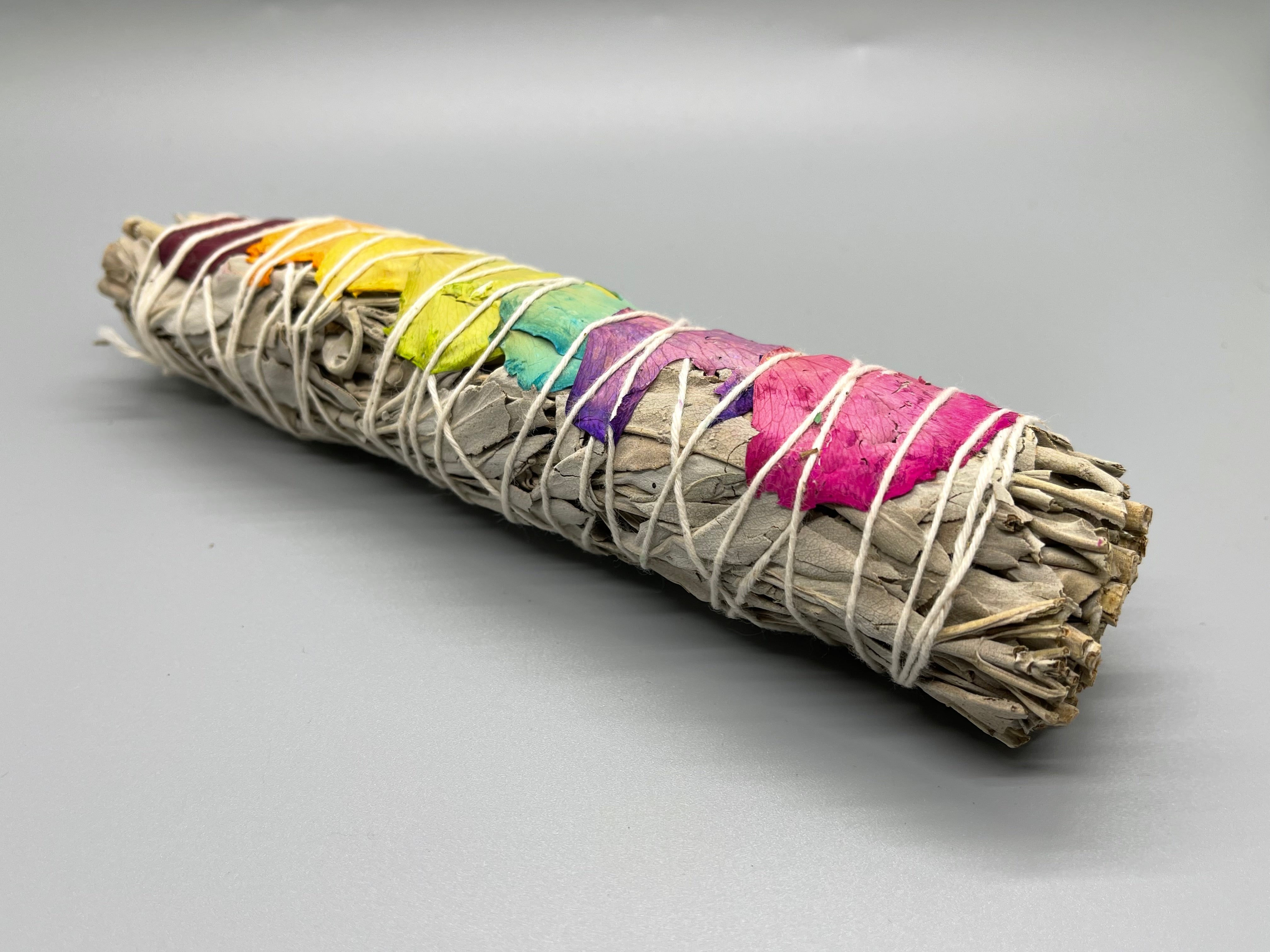 White Sage Smudge Stick w/ Chakra Rose Petals