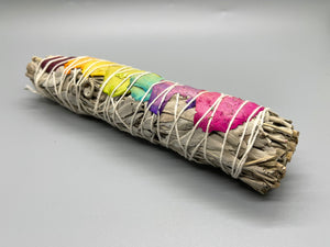 White Sage Smudge Stick w/ Chakra Rose Petals