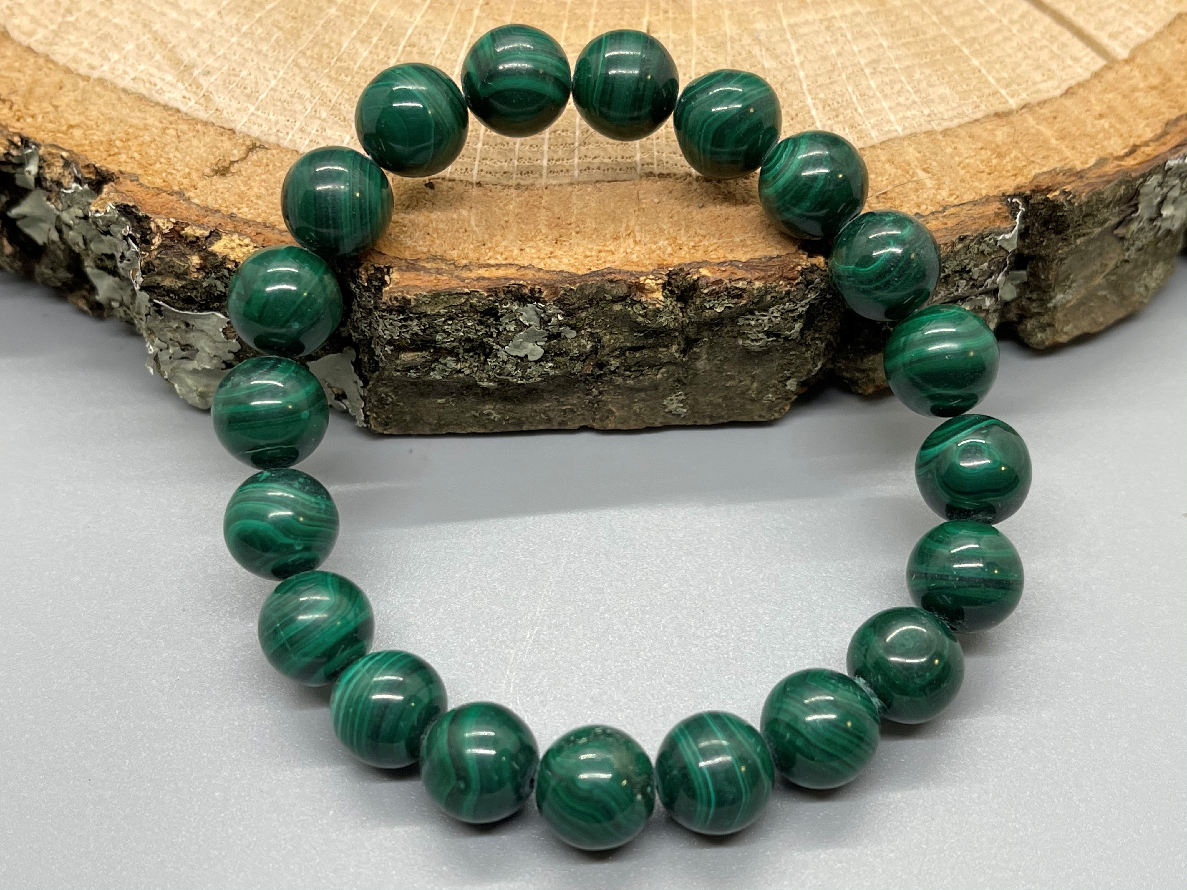 Malachite Stone Bead Bracelet