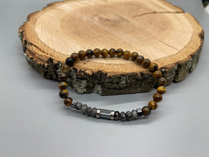 Tiger Eye w/ Labradorite Faceted Bead Bracelet