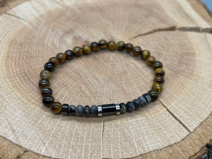 Tiger Eye w/ Labradorite Faceted Bead Bracelet