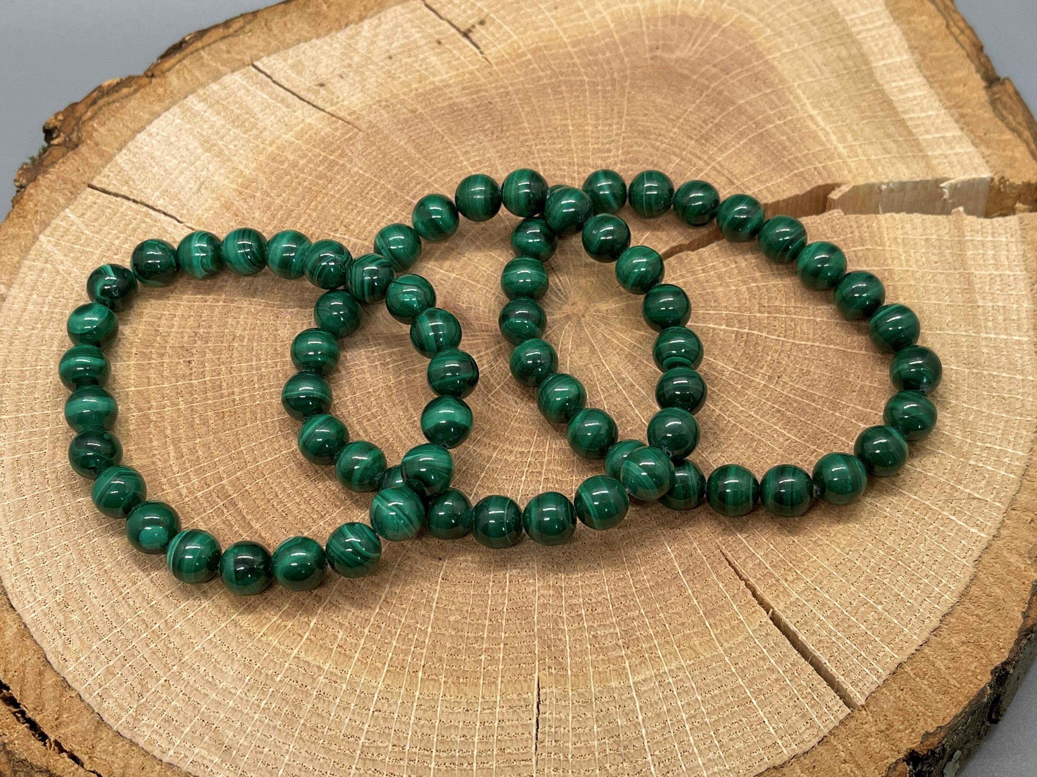 Malachite Stone Bead Bracelet