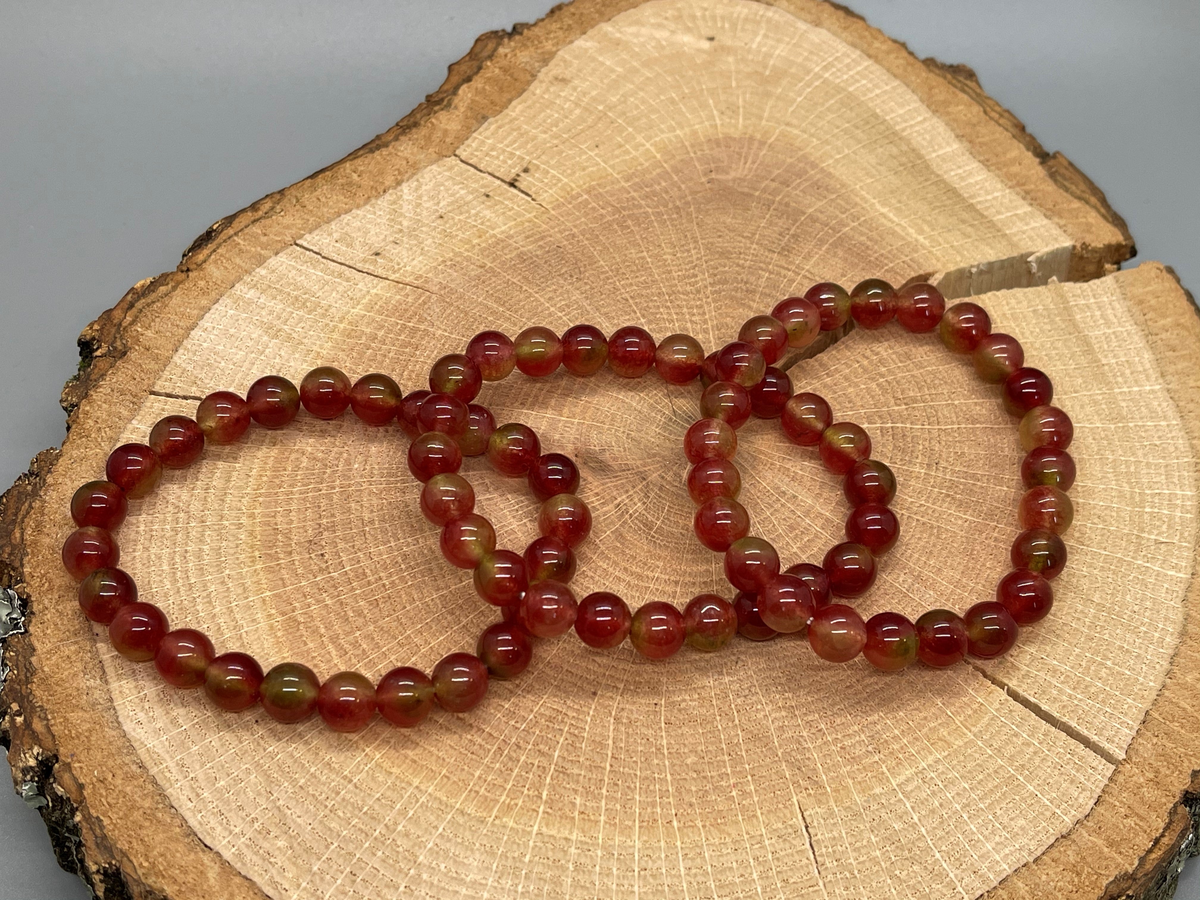 Watermelon Tourmaline Beaded Bracelet