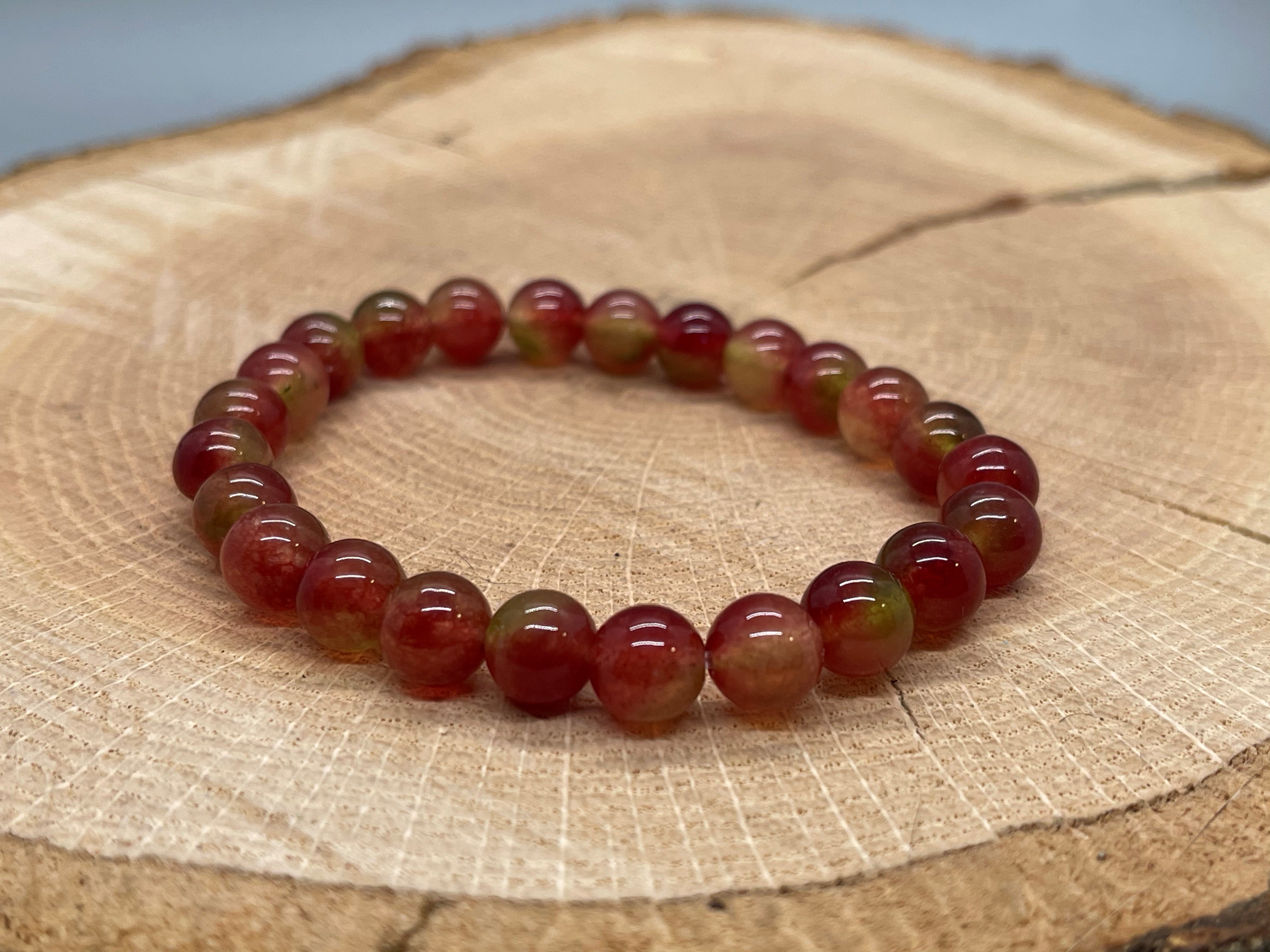 Watermelon Tourmaline Beaded Bracelet