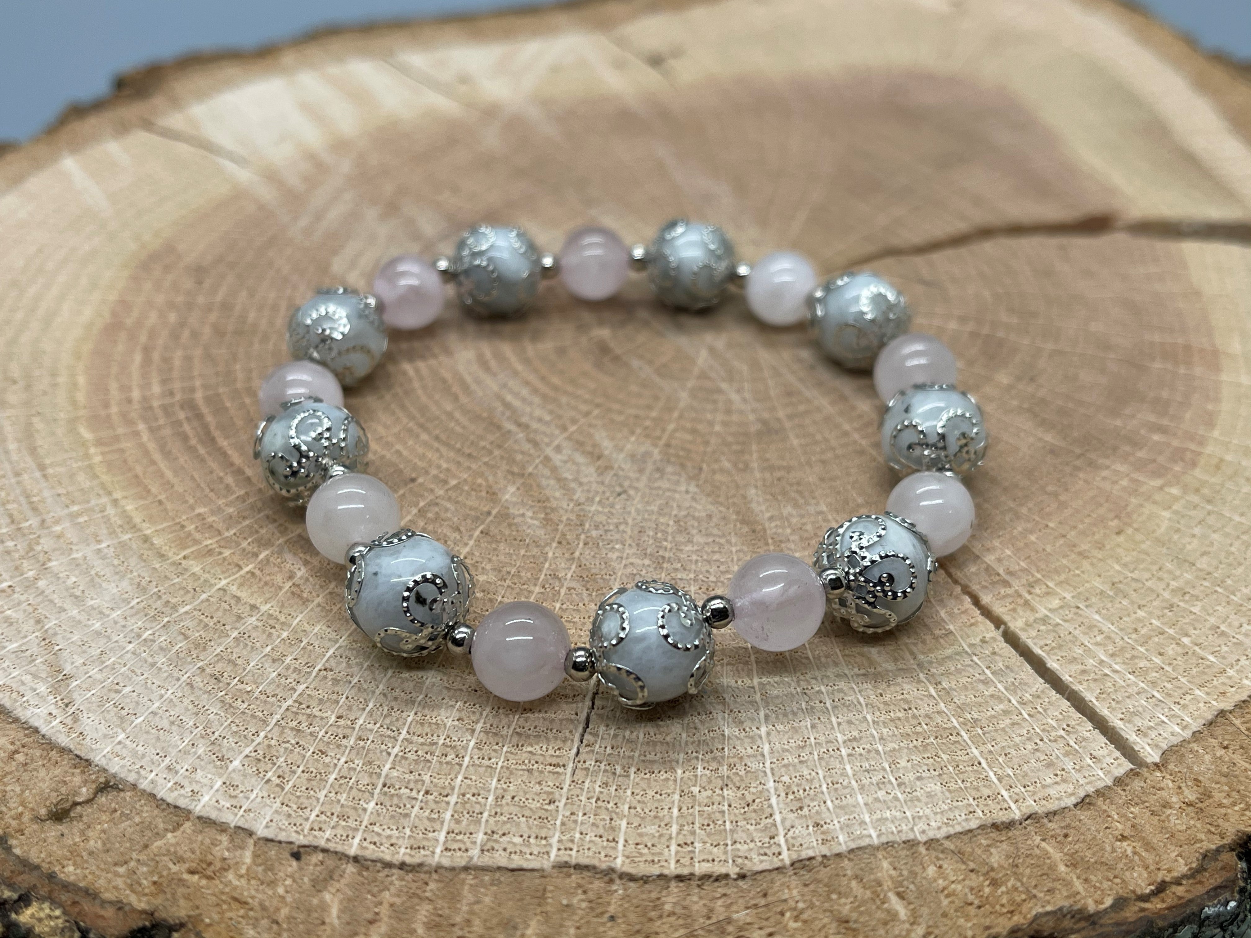 Moonstone (Rainbow) with Rose Quartz