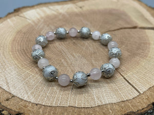 Moonstone (Rainbow) with Rose Quartz