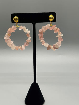 Rose Quartz Hoops