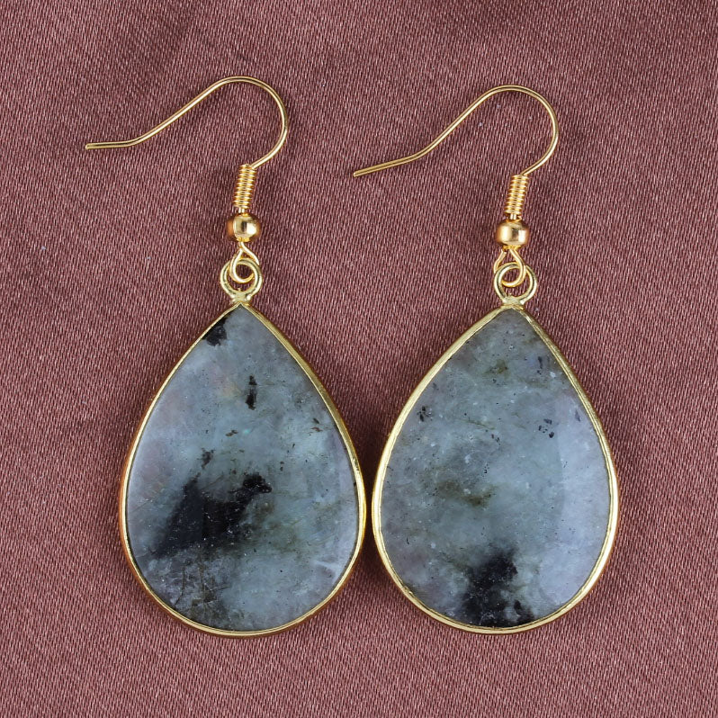 Tear Drop Grey Labradorite  Earrings