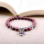 Garnet Bracelet With Flower Charm