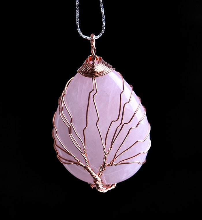 Tree of Life Pendent- Rose/TigerEye/Amethyst/Red Jasper