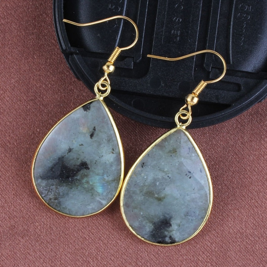 Tear Drop Grey Labradorite  Earrings