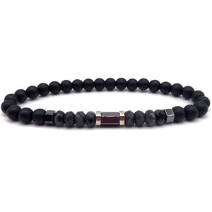 Onyx w/ Faceted Labradorite Bead Bracelet