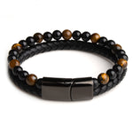 Natural Stone w/ Genuine Leather Magnetic Clasp Bracelet